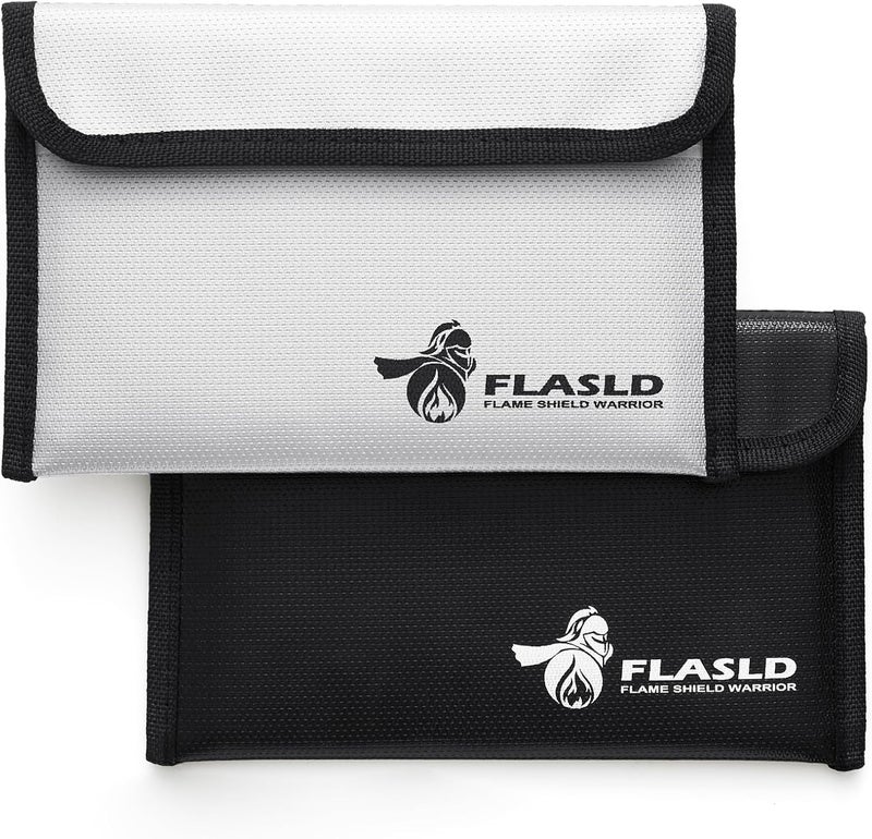 FLASLD Fireproof Money Bags, Fireproof Wallet Pouch, Small Safe Bag for Cash, Valuables & Passport, with Silicone Coating & Zipper Closure (2-Pack Money Bag-8x5”) - Image 1